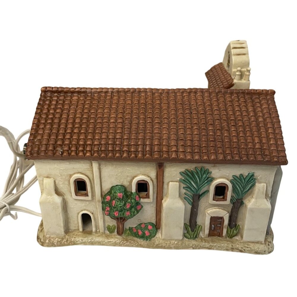Vintage Santa Ines Lighted Mission Church California 8" x 9" x 6"